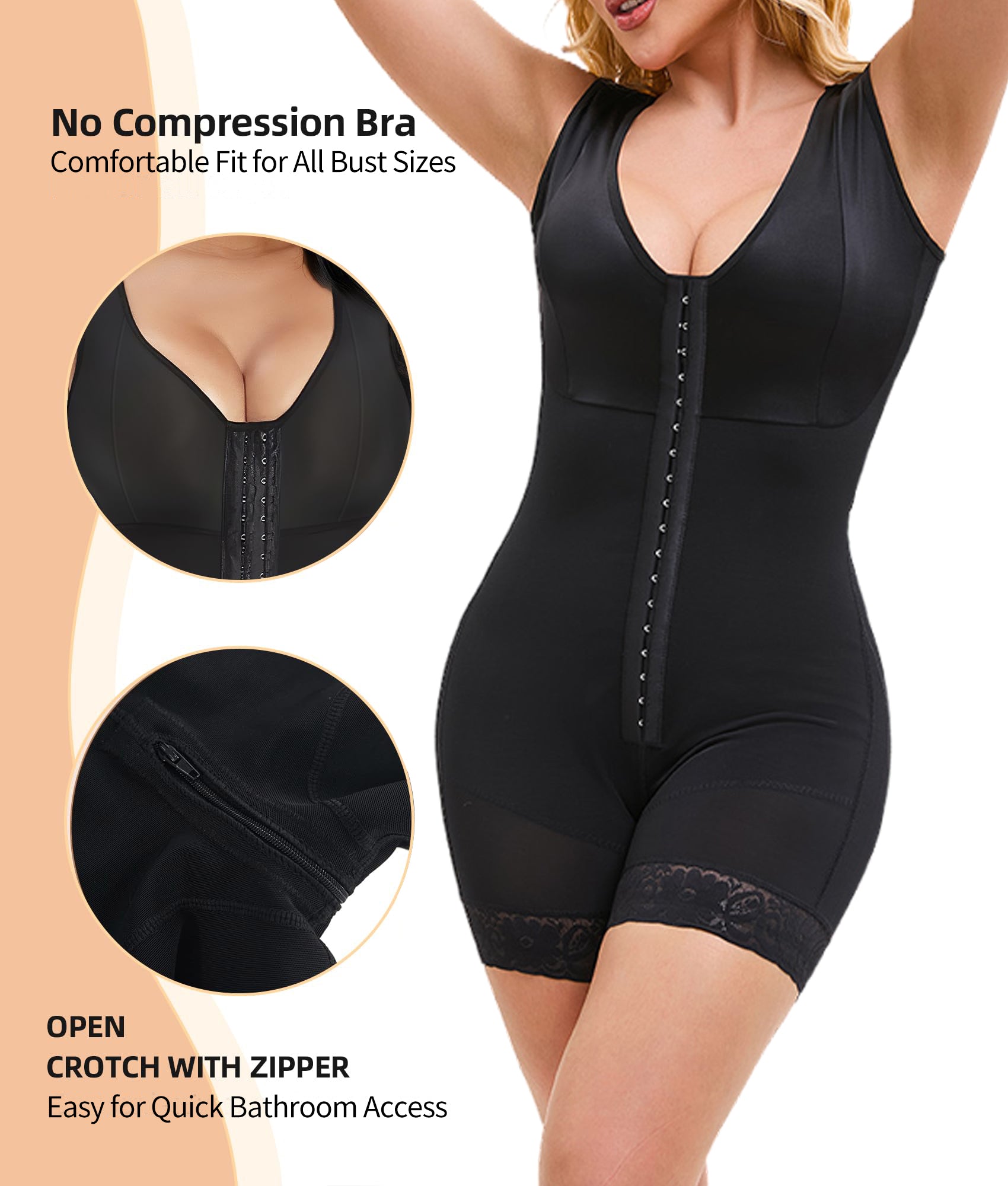 Colombiana Shapewear For Women Tummy Control Post Surgery Full Body Shaper Butt Lifter With Zipper Crotch